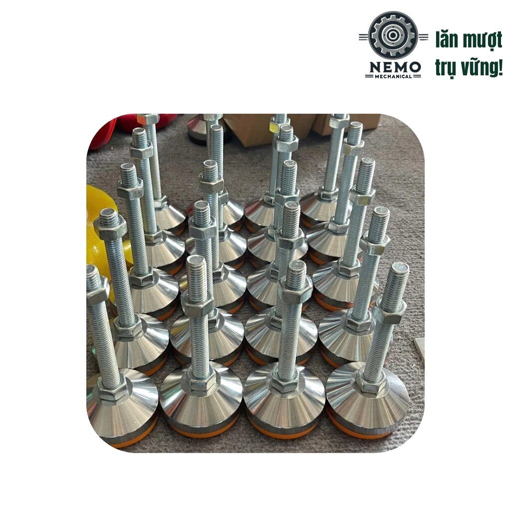 Chân tăng chỉnh chịu lực, D40-D60, M10-M12, tải trọng 200-500kg, đệm nhựa PVC